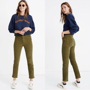 Madewell Olive Green Straight-Leg Corduroy Pants